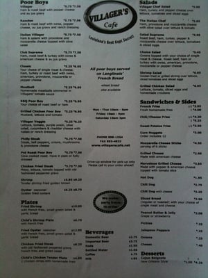 Menu photo 6 Villager's Cafe Maurice, LA