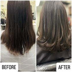 Before & After: Women's Long Layered Cut | Hair by Saria