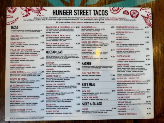 Menu photo 1 Hunger Street Tacos Winter Park, FL Menu photo 1 Hunger Street Tacos Winter Park, FL