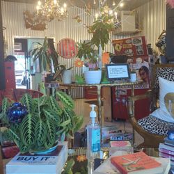 Voodoo's Hair Salon - Very eclectic spot (view sitting on the couch)