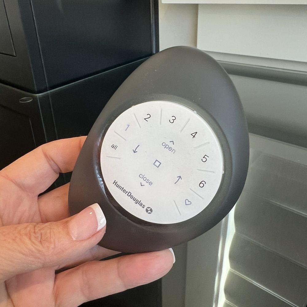 Blind Spot Blinds & Shutters - Our blinds have an auto setting or we can  use this remote. - Shades & Blinds Near Me - Rocklin, California