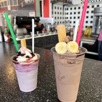 Frostop Drive In - two cups of ice cream, strawberries, and bananas - Fish & Chips Near Me - Ashton, Idaho Frostop Drive In - two cups of ice cream, strawberries, and bananas - Fish & Chips Near Me - Ashton, Idaho