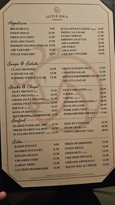 Menu photo 2 Little Joe’s Steakhouse Honolulu, HI