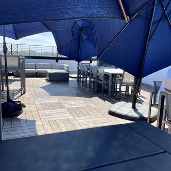 Elderwood - Rooftop Dining with umbrellas for shade - Cocktail Bars Near Me - Visalia, California