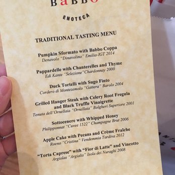 Babbo - Traditional tasting menu with the reserve wine pairing option to celebrate our engagement! - Italian Near Me - New York, New York Babbo - Traditional tasting menu with the reserve wine pairing option to celebrate our engagement! - Italian Near Me - New York, New York
