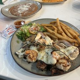 Chefs special. Steak, shrimp and cheese Chefs special. Steak, shrimp and cheese