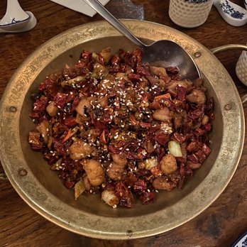 Mountain House - Szechuan La-Zi Chicken (~$19): 4/5 too many spices not much chicken, digging for treasure lol. Still pretty tasty! - Szechuan Near Me - Queens, New York Mountain House - Szechuan La-Zi Chicken (~$19): 4/5 too many spices not much chicken, digging for treasure lol. Still pretty tasty! - Szechuan Near Me - Queens, New York