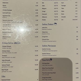 Shin Sushi - Menu (1/2) as of 7/30/25 - Japanese Near Me - Pleasant Hill, California Shin Sushi - Menu (1/2) as of 7/30/25 - Japanese Near Me - Pleasant Hill, California