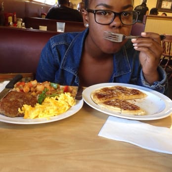 The Serving Spoon - Jalaa's breakfast Cinnamon Waffle eggs chicken sausage potatoes. - Breakfast & Brunch Near Me - Inglewood, California