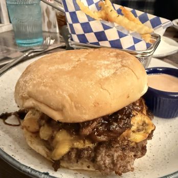 Mama Bird Southern Kitchen - Mouth watering BBQ burger brisket with some fries - Southern Near Me - West Jordan, Utah