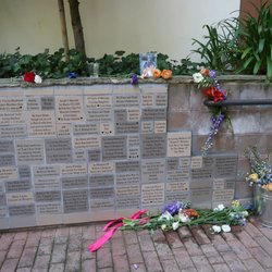 Hospice of Santa Cruz County - Flowers honoring loved ones at the Memorial Wall Ceremony. So much love in our community.