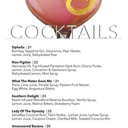 The cocktail menu December 2024 The cocktail menu December 2024