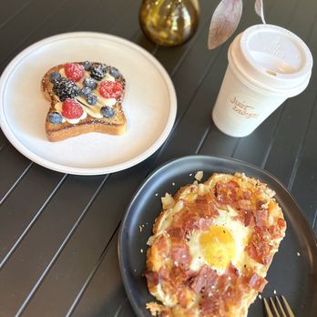 Just Baked - Brioche berry toast and croque madame - Coffee & Tea Near Me - Paso Robles, California