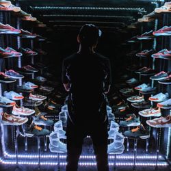 Sneakertopia - A guest stepping into the Dream Sneaker closet - the rarest sneakers behind the infinity mirror go on forever.
