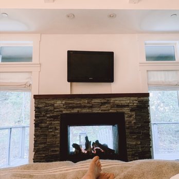 Farmhouse Inn - Fireplace that looked out on our balcony - Hotels Near Me - Forestville, California