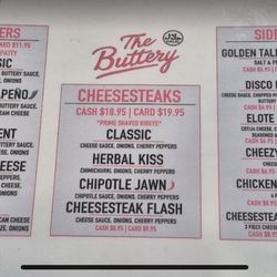 The Buttery - Menu with $1 credit card per item.