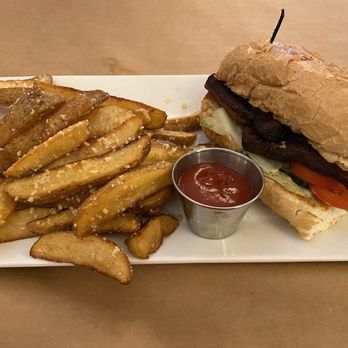 The Kitchen Table - Pork Belly BLT with Garlic Parmesan Truffle wedges - Southern Near Me - Arlington, Tennessee