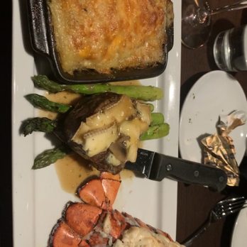 Latitude 34 - The piece de resistance ... melt in your mouth fillet, lobster, au gratin potatoes, & asparagus. - New American Near Me - Camarillo, California Latitude 34 - The piece de resistance ... melt in your mouth fillet, lobster, au gratin potatoes, & asparagus. - New American Near Me - Camarillo, California
