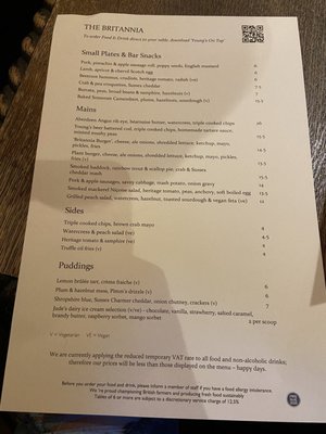 Menu photo 2 The Britannia London, XGL Menu photo 2 The Britannia London, XGL