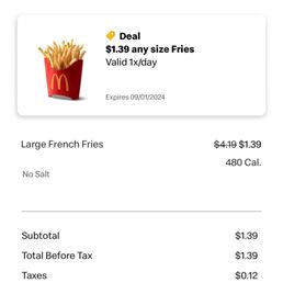 Took me 20+ minutes to wait for large fries to be done. Took me 20+ minutes to wait for large fries to be done.