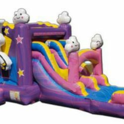 The Unicorn water slide with bounce house and pool!