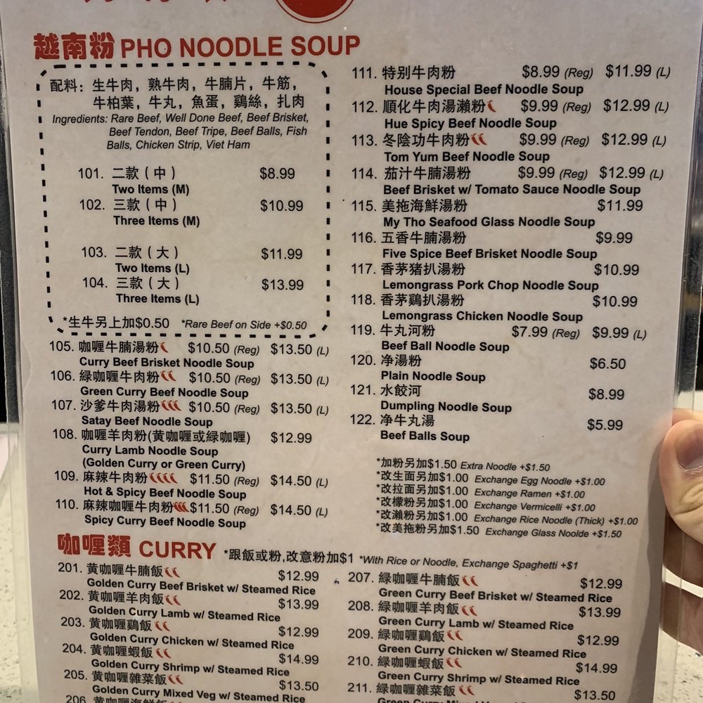 Menu front side Menu front side