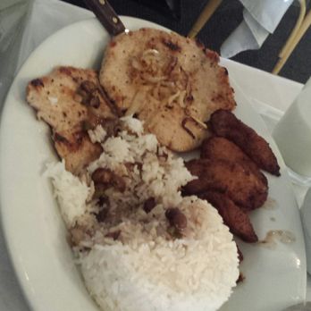 Havana Restaurant - Pork chops with onions, fried plantains, rice with a smattering of beans. - Cuban Near Me - Albuquerque, New Mexico