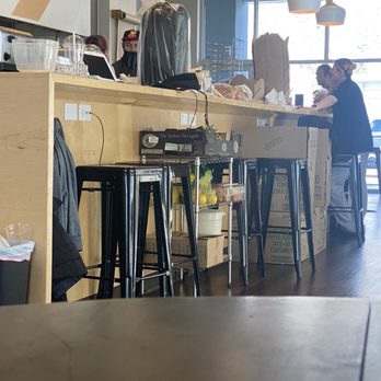 The Burrow Cafe - Crap stored for all customers to see, tables next to this.  Absolutely kills the cool decor. - Creperies Near Me - Albuquerque, New Mexico