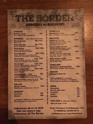 Menu photo 1 The Border Stockholm, AB Menu photo 1 The Border Stockholm, AB