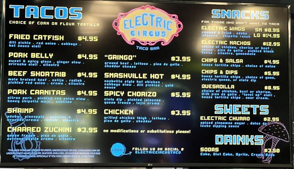 Menu photo 7 Electric Circus Taco Bar Williamsburg, VA Menu photo 7 Electric Circus Taco Bar Williamsburg, VA