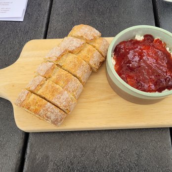 J. Christopher Wines - Baguette and sheep cheese with strawberry preserves. Texture and taste of all items was Excellent. - Wineries Near Me - Newberg, Oregon