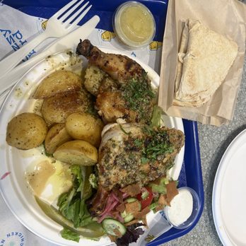 Dizzy Bird - Two Thigh Chicken Plate with potatoes and salad - Chicken Shop Near Me - Mission Viejo, California Dizzy Bird - Two Thigh Chicken Plate with potatoes and salad - Chicken Shop Near Me - Mission Viejo, California