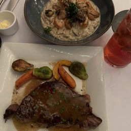 Steak Frites**and scallop risotto Steak Frites**and scallop risotto