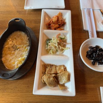 Ajumma Korean - Banchan (with corn cheese!) - Korean Near Me - Cary, North Carolina