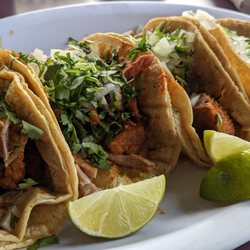 La Loma Restaurant - 4 tacos: lengua, barbacoa, and 2 al pastors
