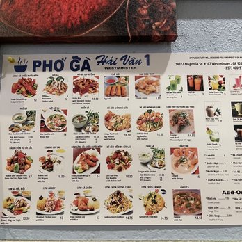 Pho Ga Hai Van - Menu - Vietnamese Near Me - Westminster, California