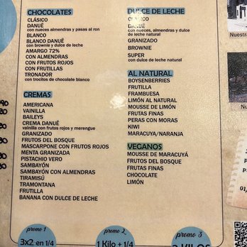 Patagonia Danuë - Menu featuring ice cream flavors - Desserts Near Me - Buenos Aires, C