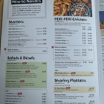Nando's - Menu - Chicken Shop Near Me - Salisbury, WIL
