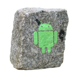 Rock Art Paris - Art in Paris / The cuture rock - by artist Stephane Jaspert "Android" 10cm x 10cm x 10cm gouache & varnish on street pave