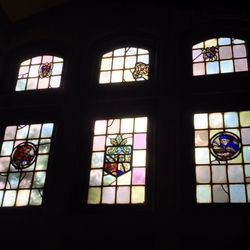 Woodward - Stained glass in the dining hall/library of the Woodward