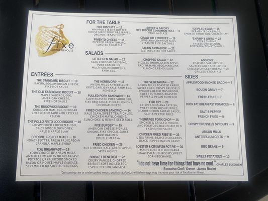 Menu photo 8 Fixe Southern House Fort Worth, TX