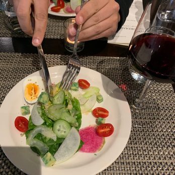 Cordial Cellar + Lounge - Fancy salad to start the three course supper club meal - Wine Bars Near Me - Castro Valley, California