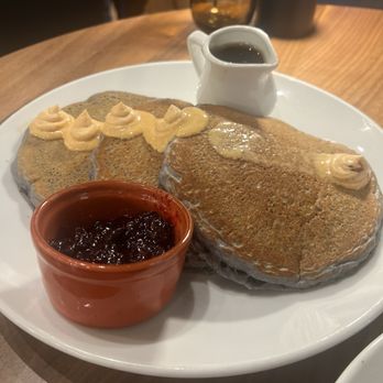 Forty Nine Forty - Blue corn piñon pancakes - New American Near Me - Corrales, New Mexico