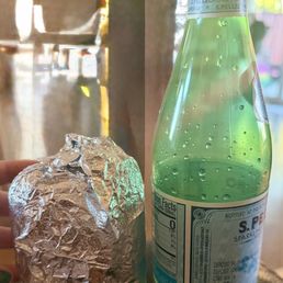 Fat soda can burrito. If I saw before home I wouldn' have accepted it. Dont come here. Theyre too incompetent to make a simple burrito.