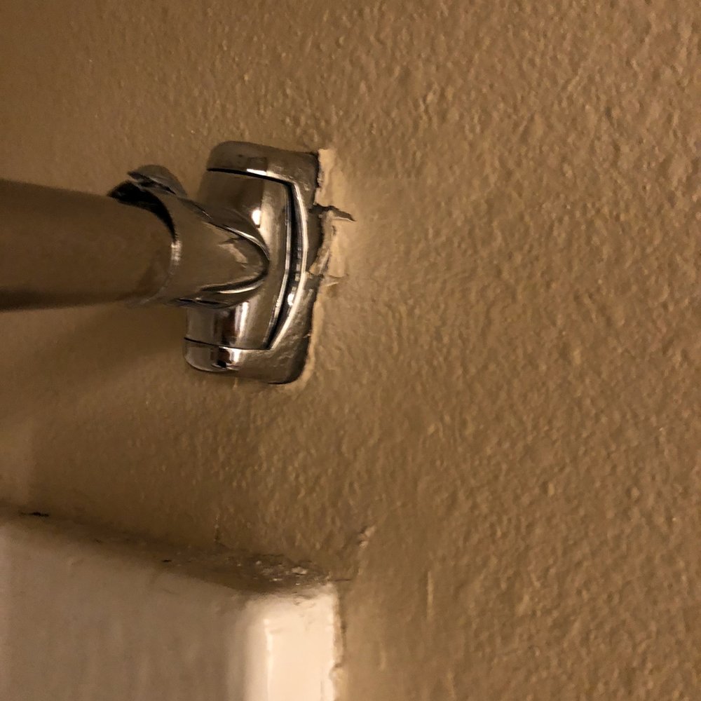 Fixtures falling off. This is curtain rod, same for towel rack. Fixtures falling off. This is curtain rod, same for towel rack.