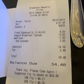 Breakfast Republic - $40 with tip for two people at breakfast - Breakfast & Brunch Near Me - Irvine, California Breakfast Republic - $40 with tip for two people at breakfast - Breakfast & Brunch Near Me - Irvine, California
