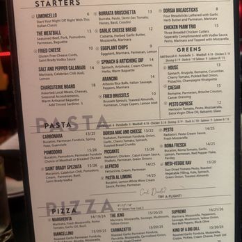 Dorsia - Menu - Italian Near Me - Milwaukee, Wisconsin