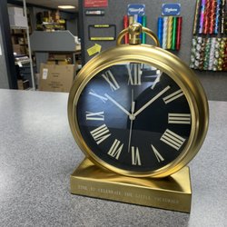 Raymond's Trophy & Awards - Beautiful engraving by Raymonds Trophy, they did such a great job, provided lots of font options and were able to engrave on the clock!