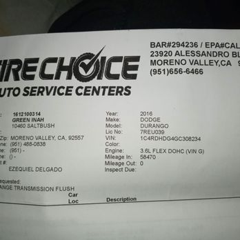 Tire Choice Auto Service Centers - License# Name: Address and phone number to crooked shop: Paid over $2700 for no work/ sabotage to 2 of my vehicles. - Tires Near Me - Moreno Valley, California Tire Choice Auto Service Centers - License# Name: Address and phone number to crooked shop: Paid over $2700 for no work/ sabotage to 2 of my vehicles. - Tires Near Me - Moreno Valley, California