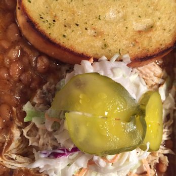 Spanx The Hog BBQ & Saloon - Bbq sundae with bakes beans, shredded chicken, slaw, pickles and tx toast - Barbeque Near Me - Pompano Beach, Florida Spanx The Hog BBQ & Saloon - Bbq sundae with bakes beans, shredded chicken, slaw, pickles and tx toast - Barbeque Near Me - Pompano Beach, Florida